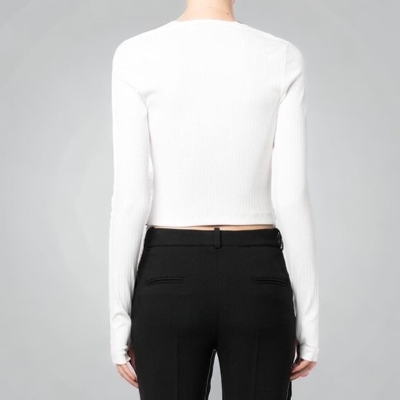 NWT Helmut Lang Optic White Ribbed Knit Buttoned Fitted Top Size Medium $225 NEW - Picture 4 of 16